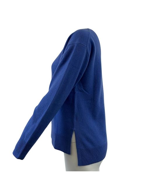 WOMEN'S CREW NECK SWEATER WITH SIDE SLITS ESSENTIEL STUDIO | LMD012AZZURRO